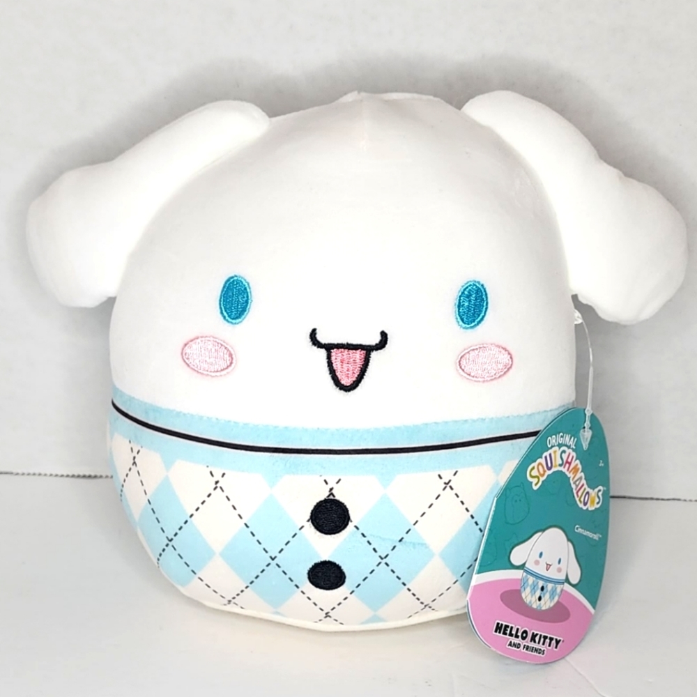 🎄 CINNAMOROLL 💙 Blue Plaid Sanrio Hello Kitty X Squishmallow Christmas 2023